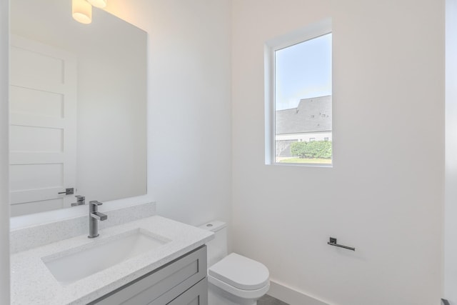 half bathroom featuring toilet and vanity