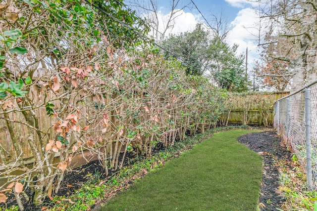 view of yard featuring a fenced backyard