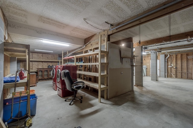 basement with separate washer and dryer