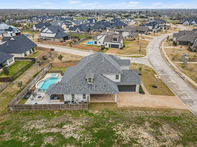 bird's eye view with a residential view