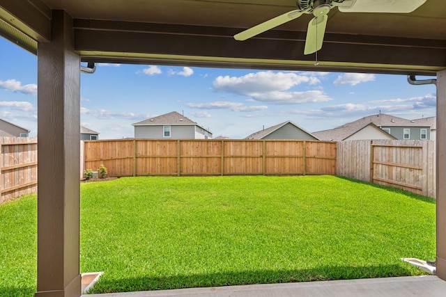 21659 Wave Hollow Dr, Cypress, TX 77433 - fenced backyard featuring a ceiling fan