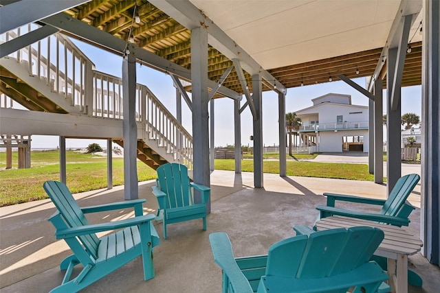 view of patio with stairway