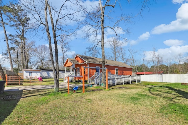 view of yard with fence