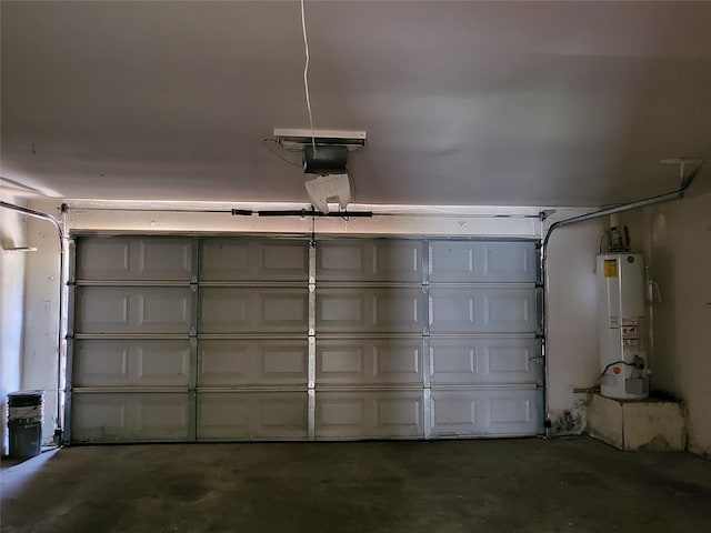 garage featuring gas water heater and a garage door opener