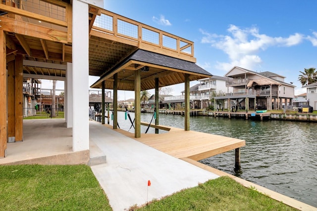 view of dock featuring a water view