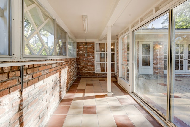 view of unfurnished sunroom