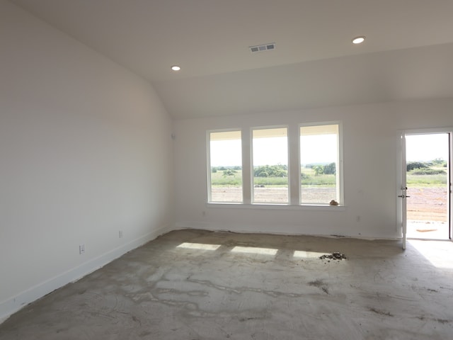8311 Oceanmist Cove Dr, Cypress, TX 77433 - spare room with lofted ceiling, baseboards, and recessed lighting
