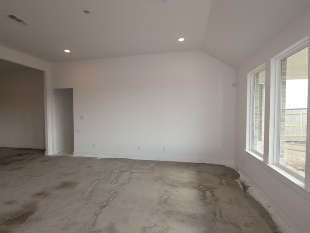 8311 Oceanmist Cove Dr, Cypress, TX 77433 - spare room featuring vaulted ceiling, baseboards, and recessed lighting