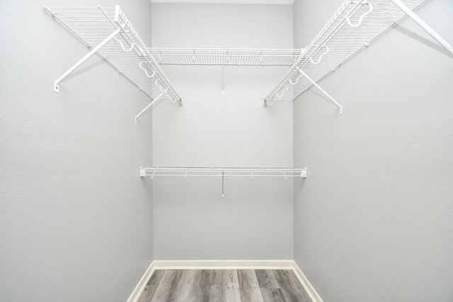 spacious closet with wood finished floors