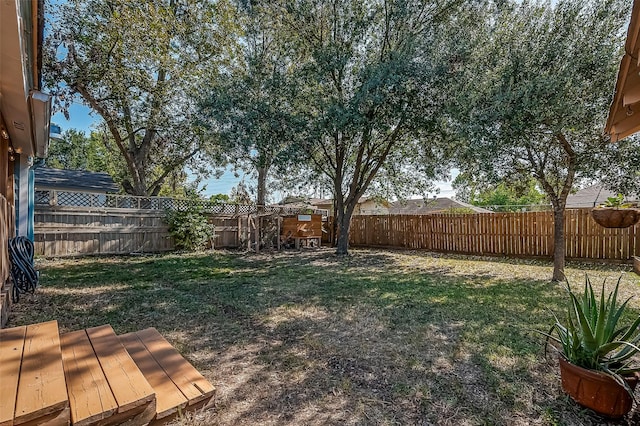 view of yard featuring a fenced backyard