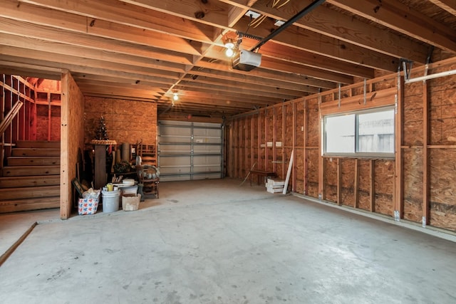 garage with a garage door opener