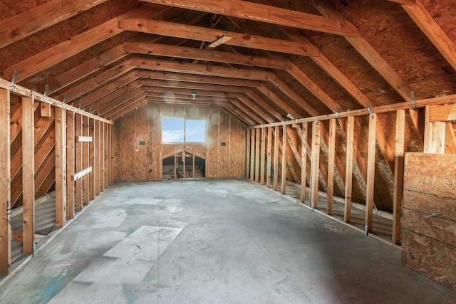 view of unfinished attic