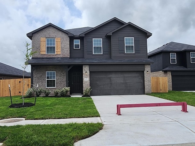 14127 Gingko Ct, Crosby, TX 77532 - view of front facade with a front yard, an attached garage, fence, and concrete driveway