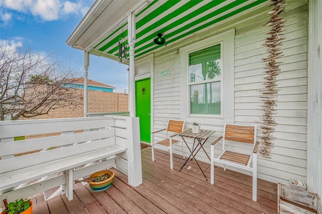 deck featuring a porch