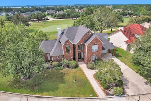 aerial view with view of golf course