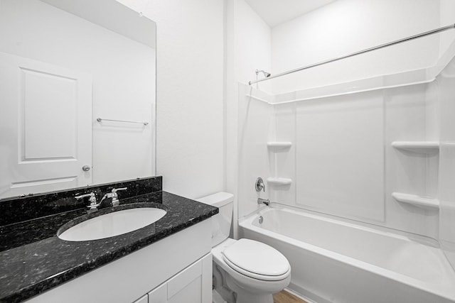 full bathroom with shower / bathtub combination, toilet, and vanity