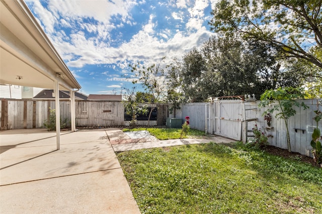 view of yard featuring a fenced backyard and a patio