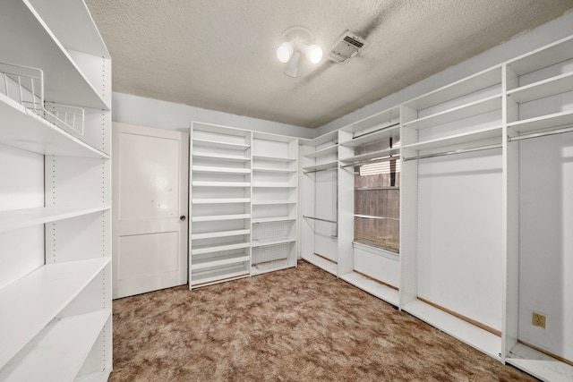 spacious closet with carpet and visible vents