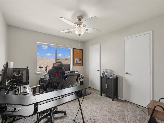 home office featuring ceiling fan