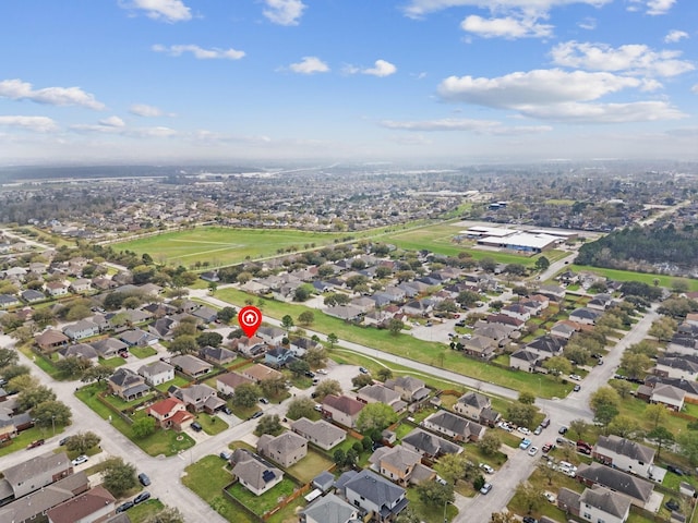 drone / aerial view with a residential view