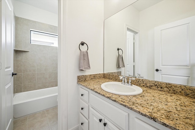 full bathroom featuring tile patterned flooring, vanity, and shower / tub combination