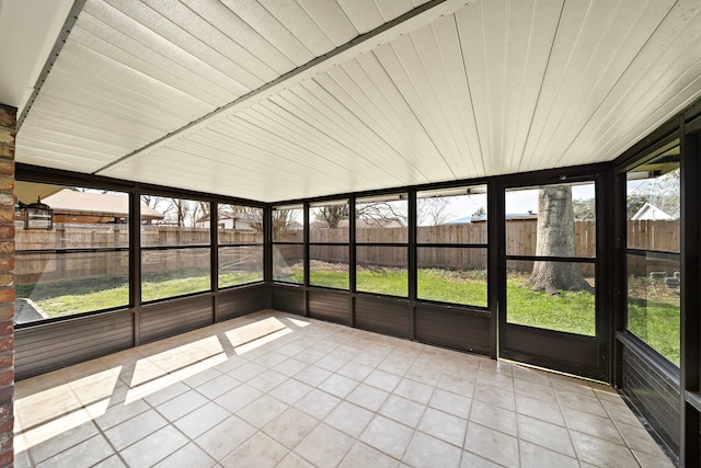 view of unfurnished sunroom