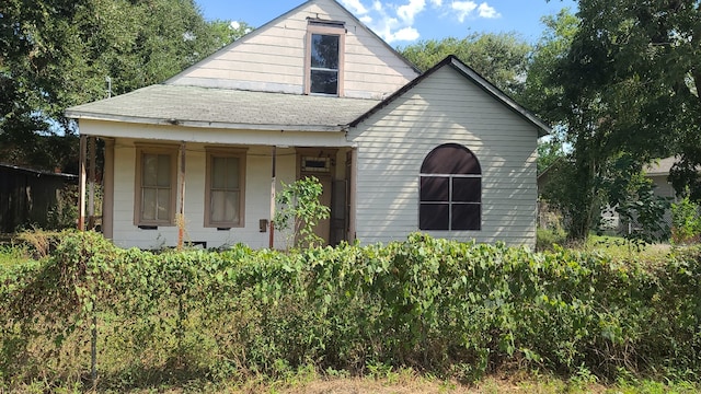 view of front facade featuring covered porch and roof with shingles