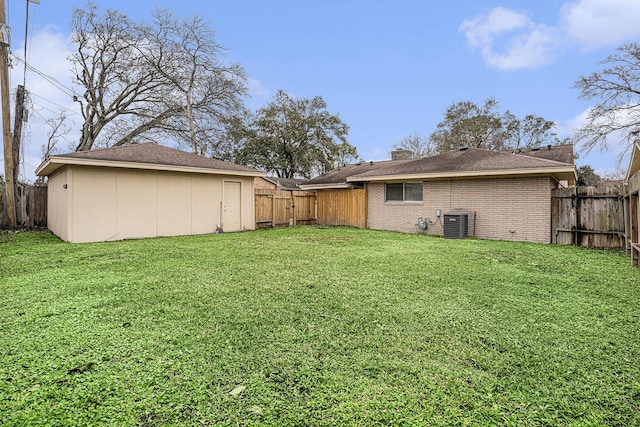 view of yard featuring a fenced backyard