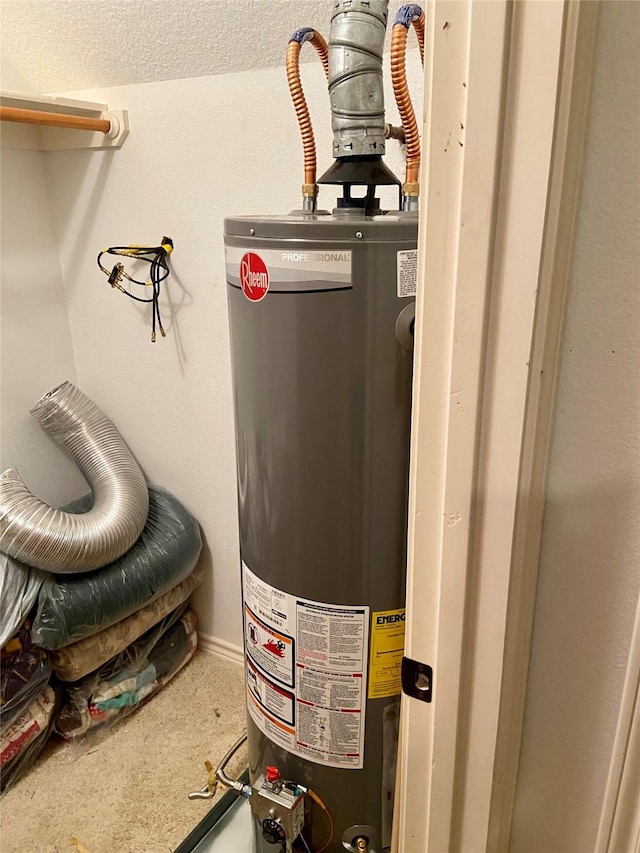 utility room featuring gas water heater