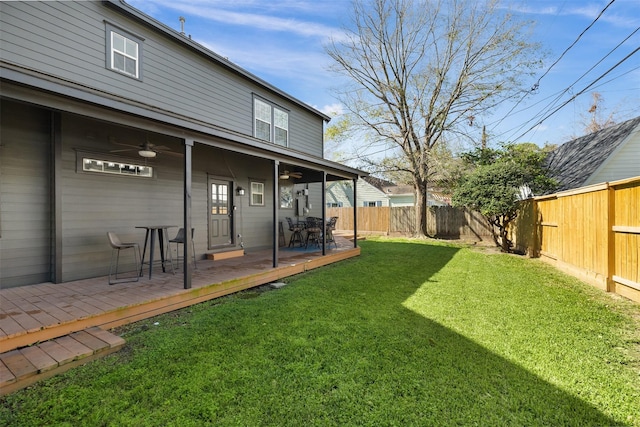 516 W 30th St, Houston, TX 77018 - view of yard with a ceiling fan and a wooden deck