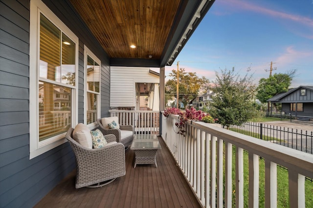 balcony featuring a porch