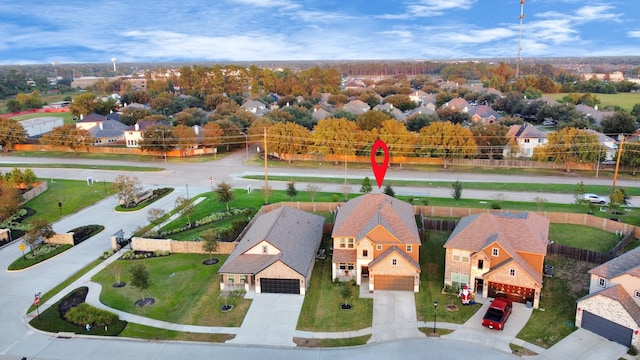 aerial view with a residential view