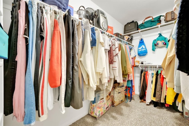 spacious closet with carpet floors