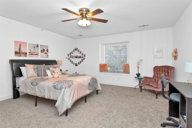8014 Northbridge Cir, Spring, TX 77379 - bedroom with carpet flooring, a ceiling fan, and baseboards