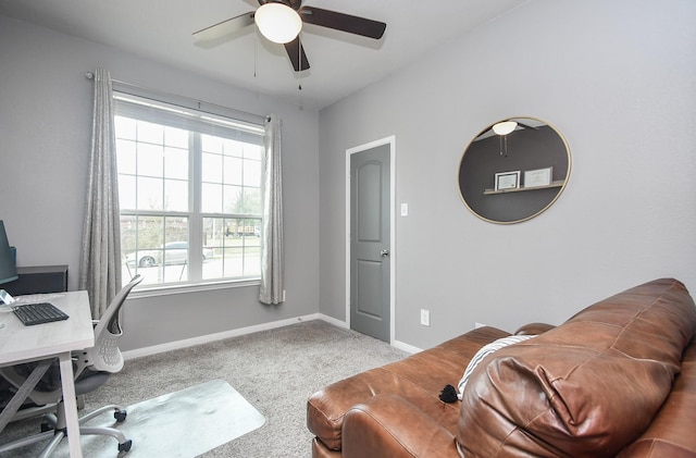 915 Acorn Trail Pl, Tomball, TX 77375 - office area with a ceiling fan, healthy amount of natural light, baseboards, and carpet