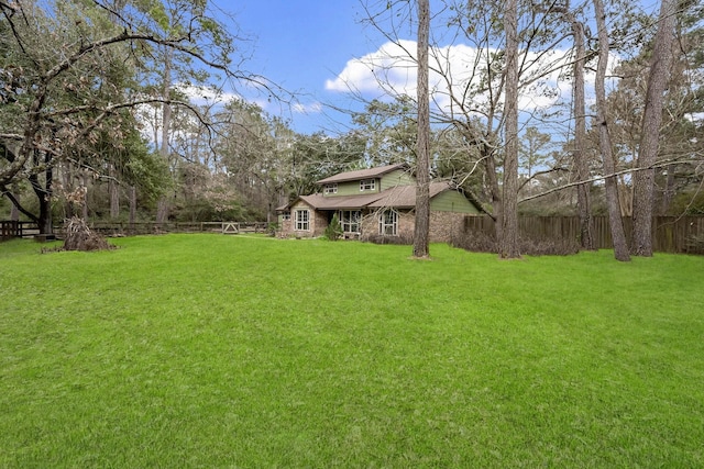 view of yard featuring a fenced backyard