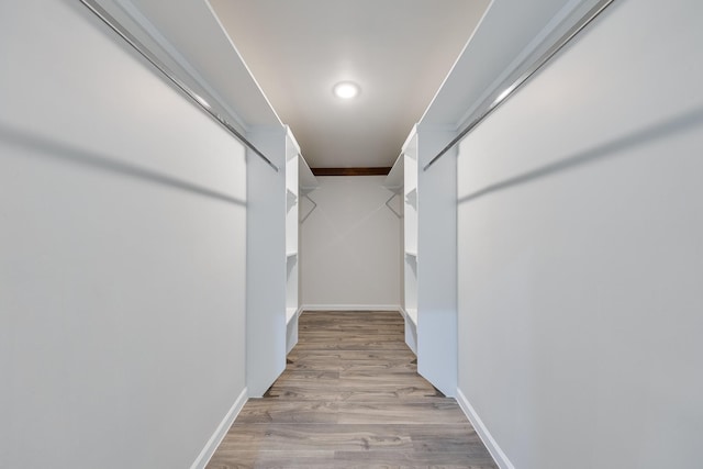 walk in closet featuring light wood-style flooring