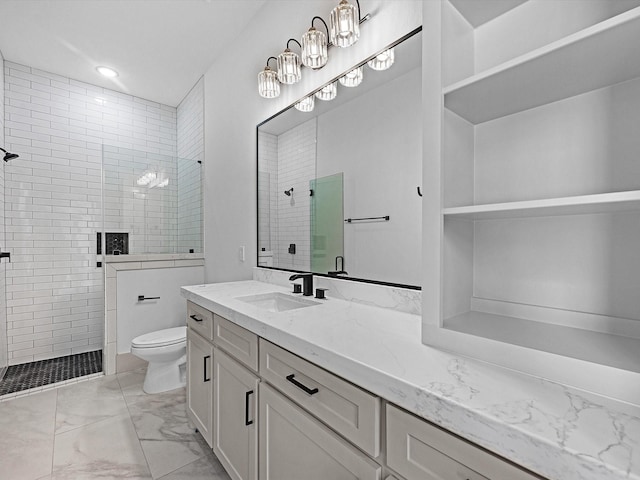 15681 Connie Ln, Montgomery, TX 77316 - full bath with toilet, marble finish floor, vanity, and a tile shower