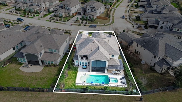 drone / aerial view featuring a residential view