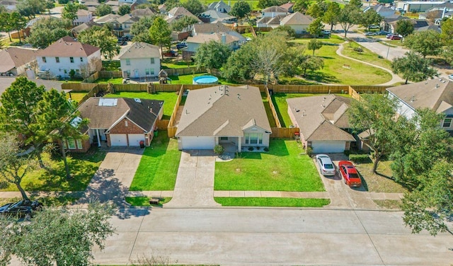 aerial view with a residential view