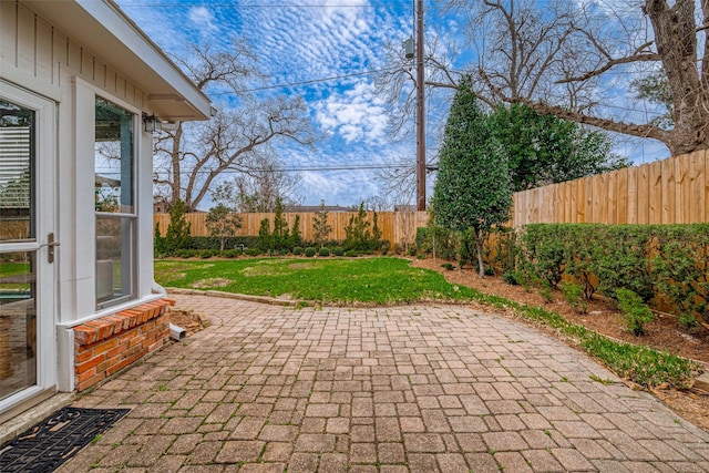 view of patio with a fenced backyard