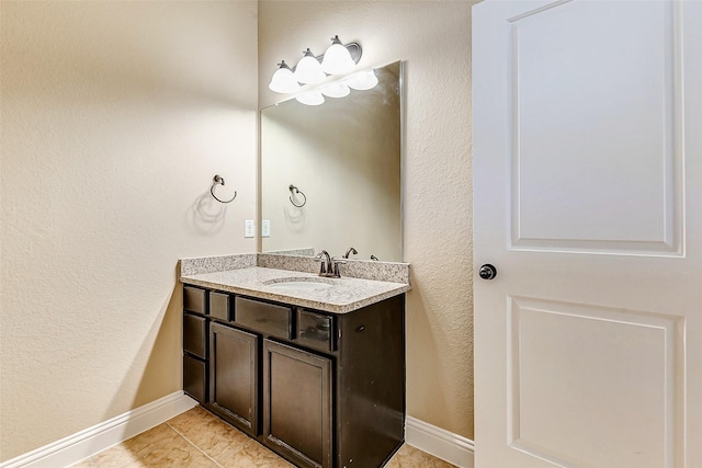 bathroom featuring tile patterned flooring, vanity, and baseboards