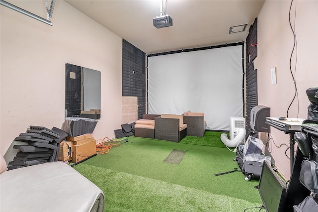 view of carpeted home theater room