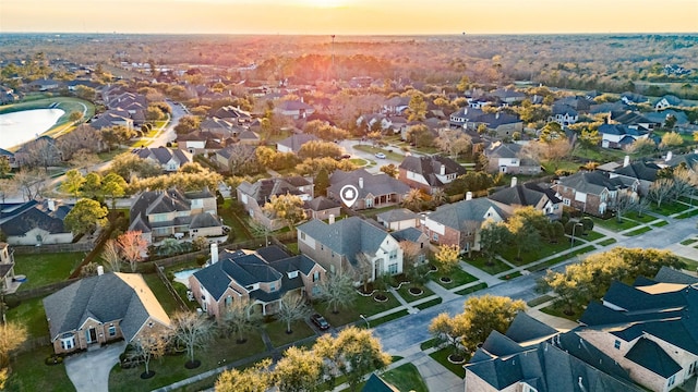 drone / aerial view with a residential view