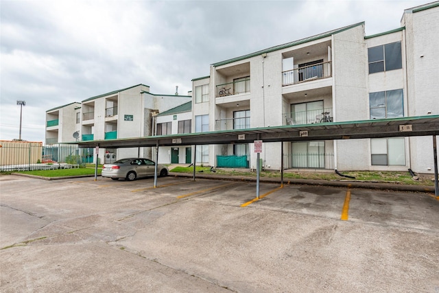 view of covered parking lot