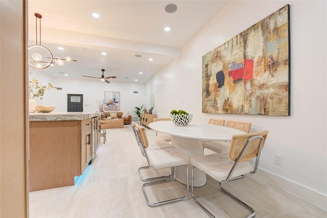 7517 Olympia Dr, Houston, TX 77063 - dining area featuring ceiling fan, baseboards, and recessed lighting