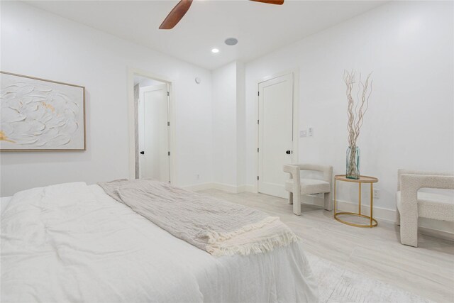 7517 Olympia Dr, Houston, TX 77063 - bedroom featuring recessed lighting, ceiling fan, and baseboards