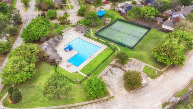 drone / aerial view with a residential view