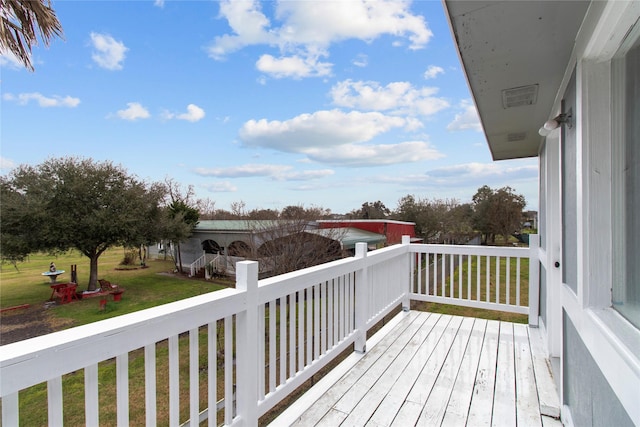 deck with a lawn