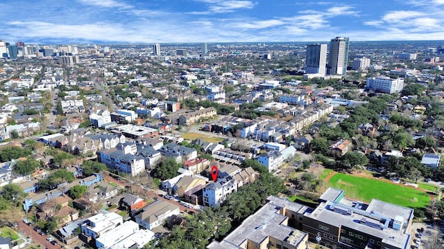 drone / aerial view featuring a city view